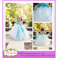 Cute Full Length Ball Gown Halter Royal Blue and White Tulle Baby Girl Wedding Dress (ED10011)